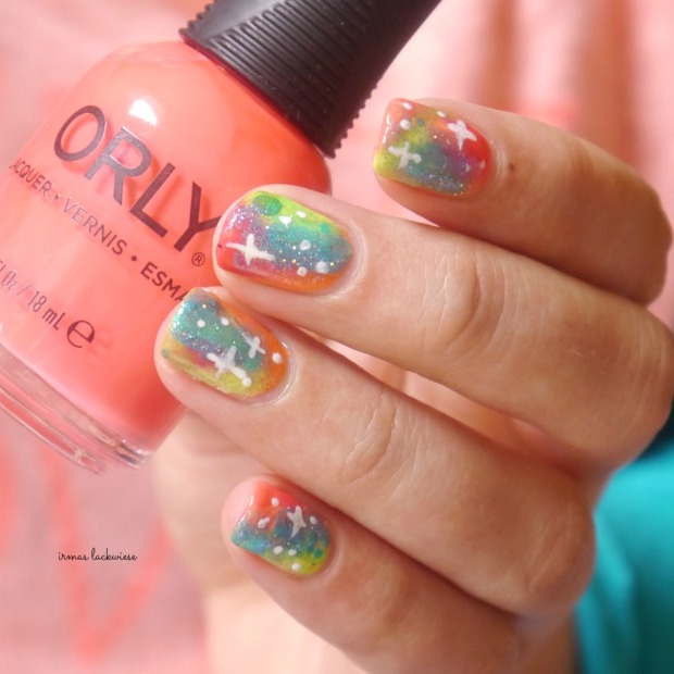 jolifin neon orange glitter + neon galaxy nails(10)
